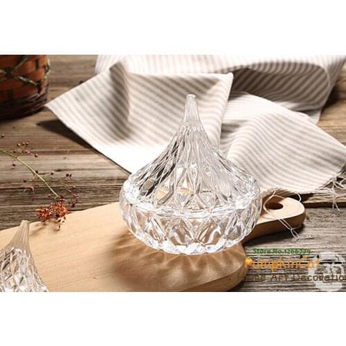 2018 NEW Crystal clear high quality drop shape transparent glass box,mini style cute covered glass jar/candy jar/jewelry box