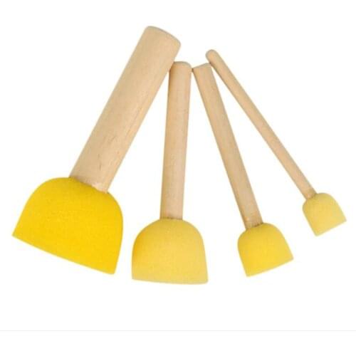 4 Pieces/Set Of Early Childhood Education Painting Kindergarten Graffiti Tool Sponge Brush Wooden Handle Art Painting Size Spong