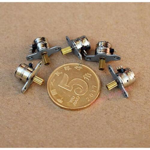 5pcs micro 6.5mm miniature stepper motor 2-phase 4-wire stepper motor metal gear