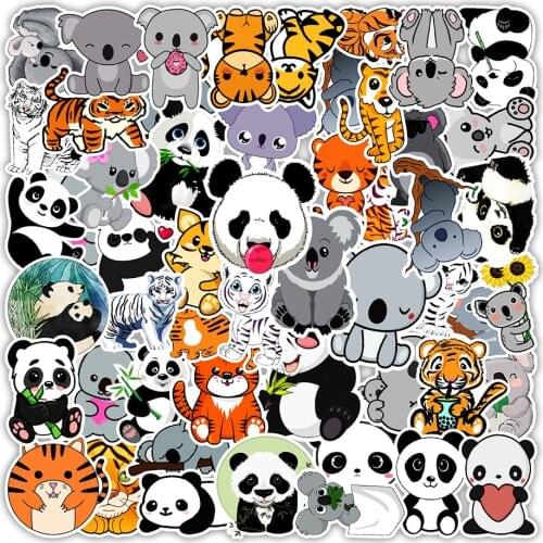 50 panda tiger graffiti stickers bicycle mobile phone kettle decorative stickers wholesale