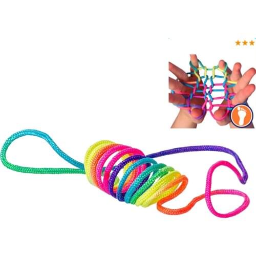 50Pcs/lot Kids Rainbow Colour Fumble Finger Thread Rope Ztringz Chain Braided Cord Stringes Game Toys For Children Gift Line