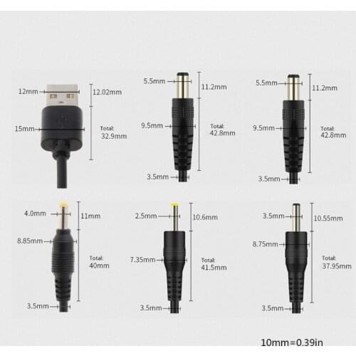 USB to DC Port Charging Cable Power Supply Cord Line DC/5.5x2.1 DC/5.5x2.5 DC/3.5x1.35 DC/4.0x1.7 DC/2.5x0.7