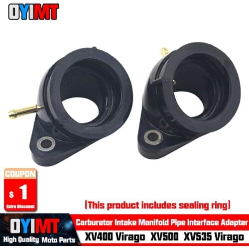 Carburetor Intake Manifold Pipe Interface Adapter for Yamaha XV400 XV 400 Virago 91-94 XV535 XV 535 88-01 XV500 XV 500 1992-1998