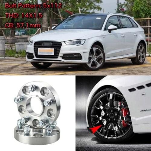 4pcs 1" Wheel Spacers Adapters 5 Lug 5x4.4"/5x112-14x1.5 Studs For Audi A3 2007