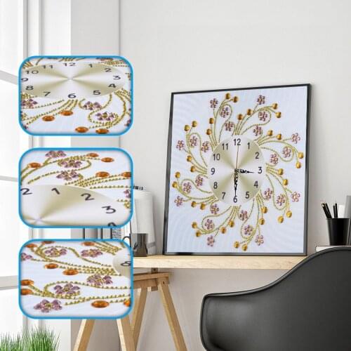 3D Special Shaped Diamond Embroidery Flower Wall Clock 5D DIY Diamond Painting Cross Stitch Diamond Crafts Room Decor