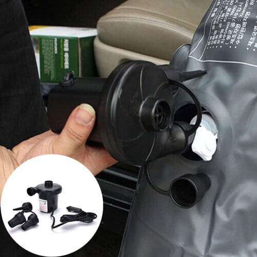 12V Car Inflatable Pump Car Auto DC Electric Air Pump Inflator + 3 Nozzles AirBed Mattress Boat High Quality