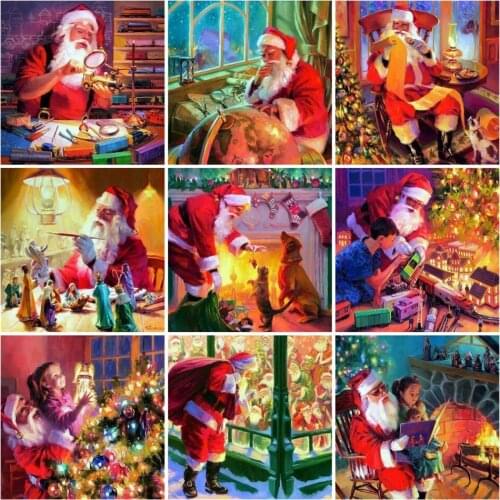 AZQSD Santa Claus Diamond Painting Kit Christmas Diamond Embroidery Sale Cross Stitch Kits Gift Gift Rhinestones Home Decor