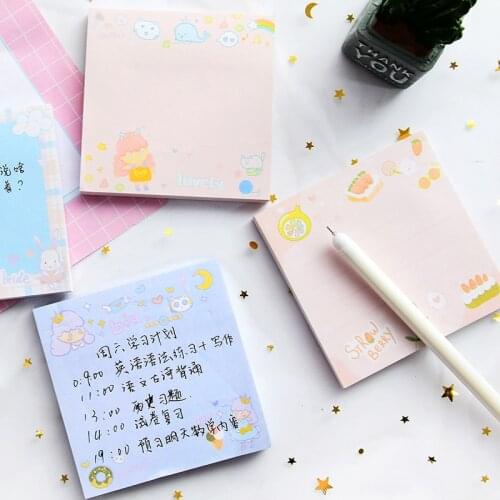 Kawaii Girls Memo Pads Sticky Notes Cute Cartoon Notepads Posted It Note Planner Korean Stationery Office School Supplies