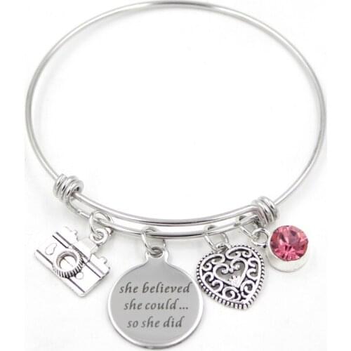 Photographer Bracelet Birthstone Camera Charm Bracelet Photographer Photograph Jewelry Camera Gifts