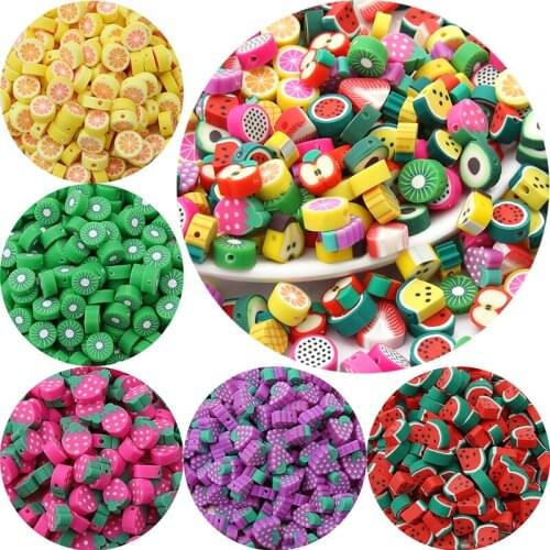 30Pcs/lot 9-11mm Fruit Shape Polymer Clay Beads Mixed Color Polymer Clay Spacer Beads For Jewelry Making DIY Bracelet Necklace
