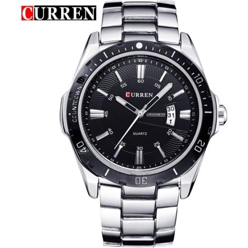 CURREN Sport Luxury black Watch Men Quartz Military Casual Watches Mens Wristwatch Army Waterproof Clock Men Full Steel Hour