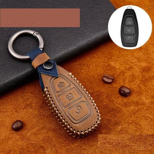 Genuine Leather Car Key Cover key Case for Ford Fiesta Focus 3 4 Mondeo Ecosport Kuga Focus ST Car Key Smart Remote Key