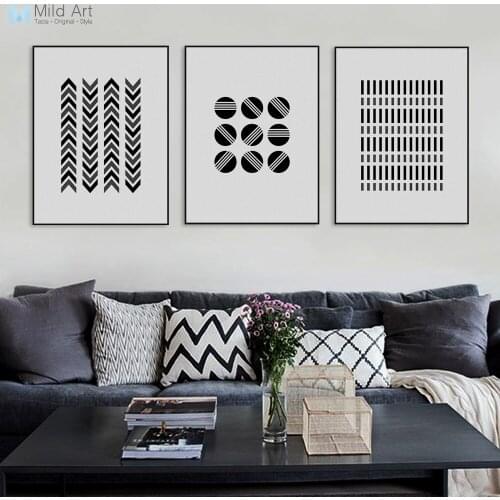 Black White Modern Abstract Geometric Shape Canvas Large A4 Art Print Poster Nordic Wall Pictures Home Decor Painting No Frame