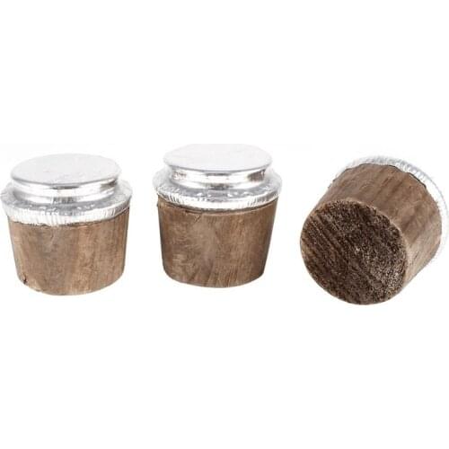 ELEG-37mm Bottom diameter wood bottle thermos bottle cork silver tone 3 pieces