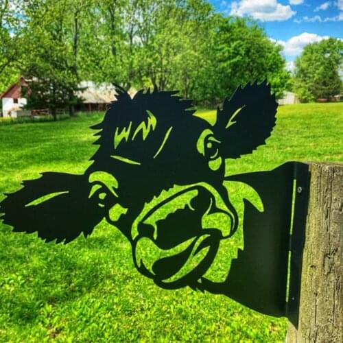 Farm Peeping Cow Metal Garden Statues Garden decoration Outdoor Garden Backyard Lawn Stakes Metal CowYard Decoration Gift