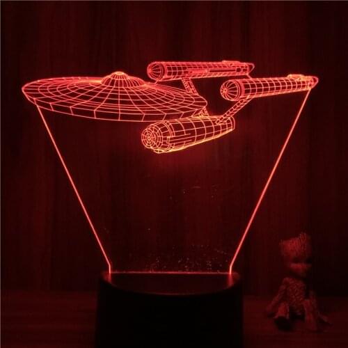 FigureCrazy 3D Nightlight Anime American Super Hero Spaceship Action Figure 7 Colors Touch Optical Illusion Lamp Decor Model