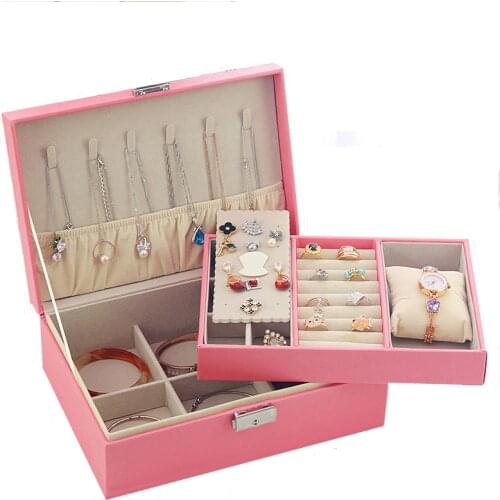 Exquisite Jewelry Box Fabric With Lock Factory Direct Korean Leather Jewel Casket Birthday Gift