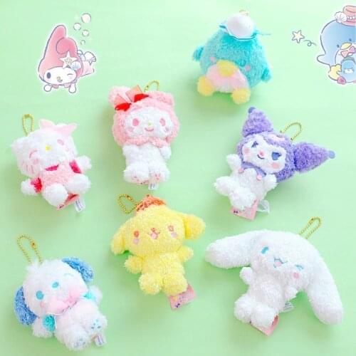 Hobbies Stuffed Animals Plush Movie Kuromi Cinnamoroll Series Keychain School Bag Pendant Decorative Doll Toys for Children Gift