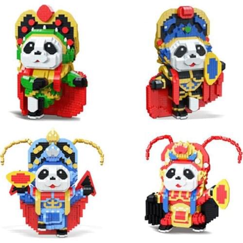 Classic cartoon image Face changing of Sichuan Opera micro diamond block China panda building bricks animal nanobricks toys
