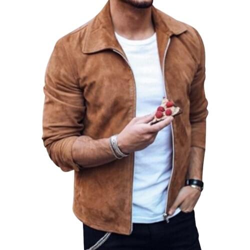 Nice Fashion Mens Suede Leather Jacket Coats Slim Biker Motorcycle Casual Solid Jacket Coat Outwear Trendy Streetwear Autumn
