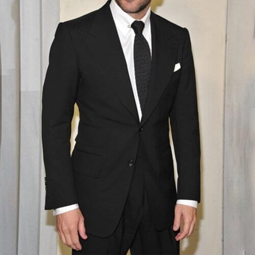 CUSTOM MADE TO MEASURE MEN Black SUIT,BESPOKE TAILOR DOUBLE FLAP POCKET WEDDING TUXEDOS FOR MEN