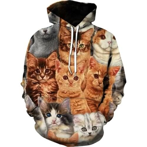 2021 New Fashion Mens Multi-Cat Hoodie 3D Printing Hoodie Casual Pullover Hooded Loose Sweatshirt Hip Hop Super Dalian Hoodie