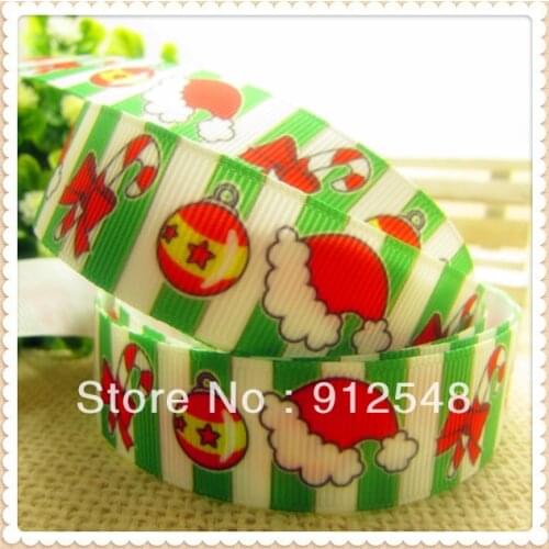 2013 Christmas New arrive,free shipping 7/8'' (22mm) Printed grosgrain ribbon,Christmas hats ball,9148
