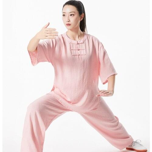 Tai Chi Clothing Women Elegant Cotton And Linen Outdoor Fitness Bjj Jiu Jitsu Wushu Aikido Kung Fu Sport Suit Thin Clothes Style