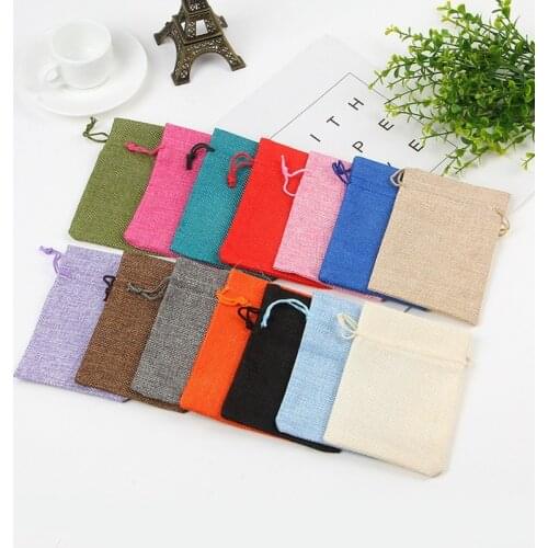 50pcs 7x9/9x12/10x14/13x18/15x20cm Burlap Jute Gift Bags Jewelry Packaging Bags Christmas Wedding Party Candy Chocolate Pouches