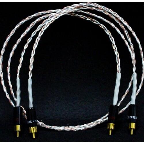 Pair Audiophile 5N Copper Silver Plated HiFi Audio Cable RCA Gold Plated Plug for Amplifier CD Player