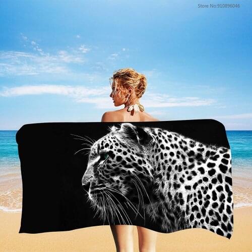 Leopard Beach towel Summer animal towels Bath Black Beast Bath towel Swimming Towels Childrens gift Quick drying Under 10