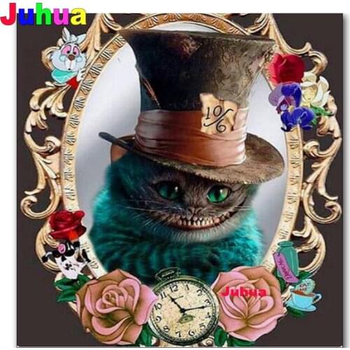 Full round square diamond Puzzle Cat Clock Flower Diy diamond painting mosaic art Animal Cartoon 5d embroidery Sale,Wall Art