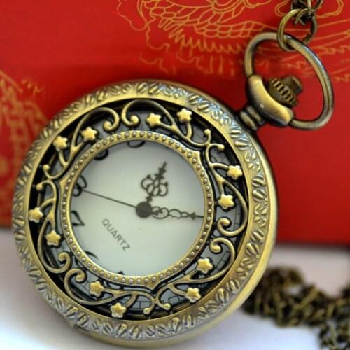 Manufacturers wholesale new wave flower quartz pocket watch Fashion fashion hollow flower pocket watch 8181