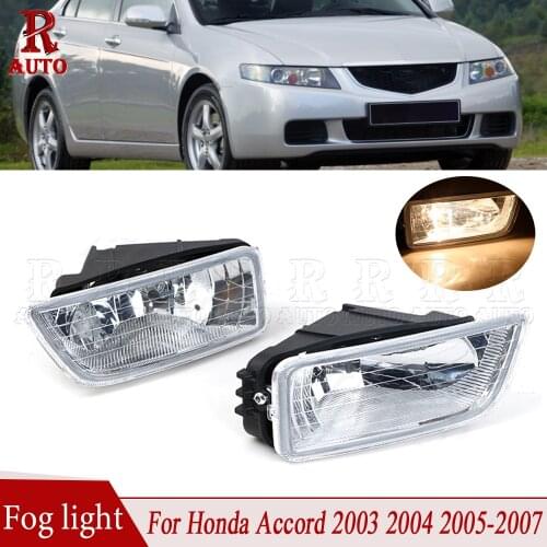 R-Auto Car Left Right Front Bumper Fog Light Fog Lamp With Halogen Bulb For Honda Accord 2003 2004 2005 2006 2007 33901-SDA-H01