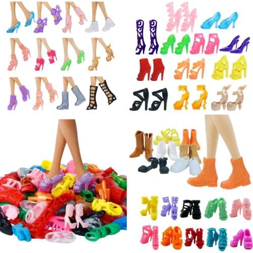 Mix Style Doll Shoes Fashion Cute High Heels Colorful Assorted Sandals Shoes For Barbie Doll Dress Up Accessories Baby House Toy