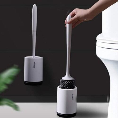 Silicone Toilet Brush with Soft Bristle, Bathroom Toilet Bowl Brush and Holder Set, Durable ThermoPlastic Rubber Cleaning Tools