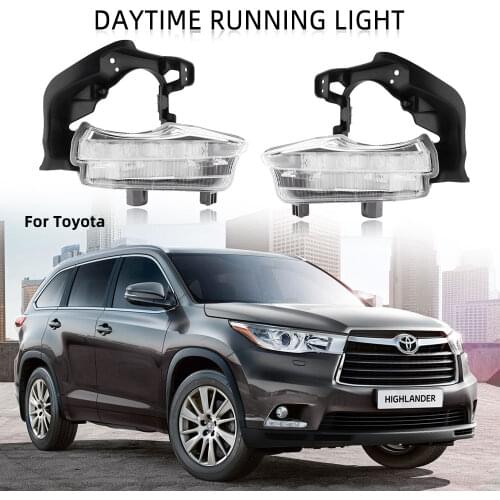 LED DRL LED Fog Lights for Toyota Highlander 2014 2015 2016 2017 2018 Headlight Driving Lamps Front Bumper Fog Lamp Fog Light