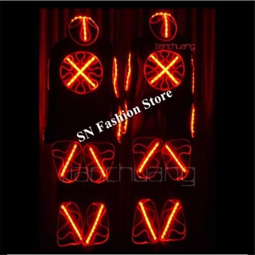 TC87-1 Ballroom dance led costumes full color rgb light robot men dj duit colorful luminous stage show clothe performance dress