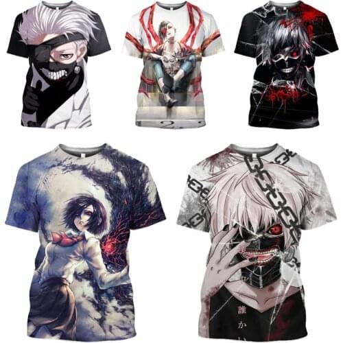 3D Print Anime Tokyo Ghoul T Shirt Touka Kirishima Mens T-shirts horror Women Tees Tops Cartoon Men Tshirt Unisex Streetwear E4
