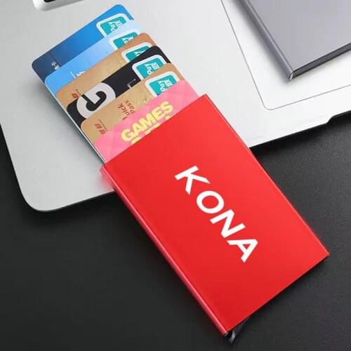 Anti-theft Smart Holder Thin ID Card Holder Metal Bank Credit Card For Hyundai kona 2018 2019 ev Business Mini Auto Accessories