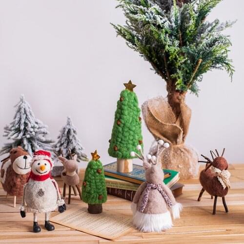 Felt Craft Handmade Miniature Figurines Decor Ornaments Snow Man Tree Fairy Garden Home Decoration Accessories for Christmas
