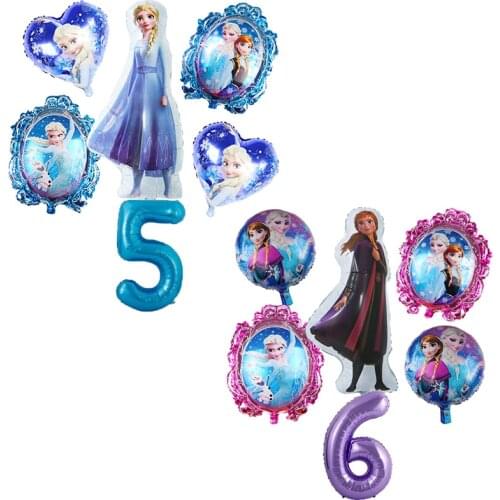 6pcs/lot Disney Frozen Princess Elsa Series Kids Birthday Party Decor Supplies Baby Shower Aluminum Foil Balloons Girls Gifts