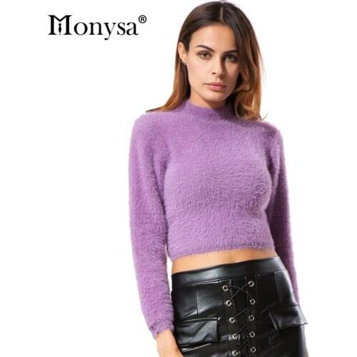 Knitted Sweater Women Turtleneck Pullovers 2018 New Arrival Fashion Long Sleeve Crop Tops Women Mohair Sweaters And Pulloers