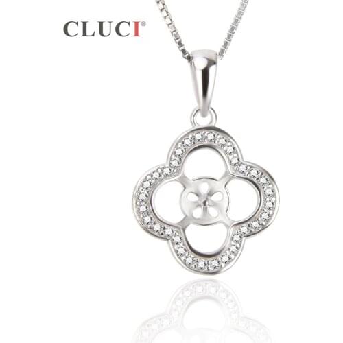 CLUCI Women Jewelry Leaf Shape Pendant Round Pearl 925 Sterling Silver Pendant Classic Necklace Jewelry,can stick pearl SP253SB