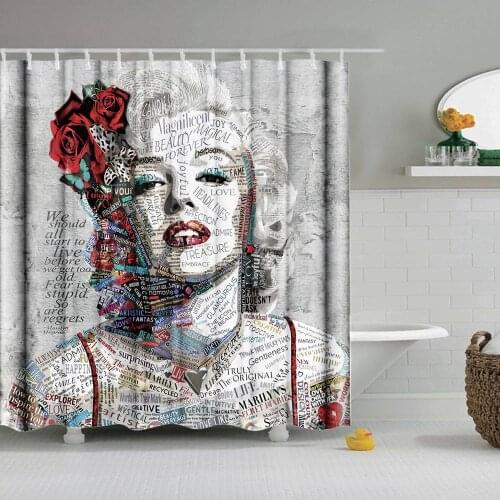 Dafield Shower Curtains Woman Bath Curtain Waterproof Bathroom Fabric For Bathroom Watercolor Print 3D Character Set