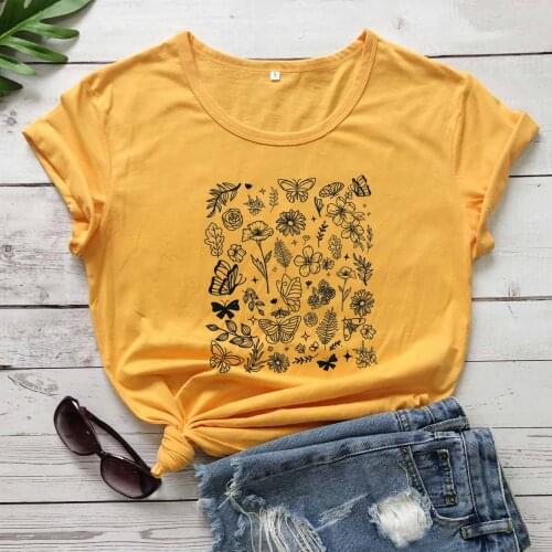 Butterfly Shirt Womens plant these graphic environmental protection pure cotton unisex hipster tees vintage strreet style tops