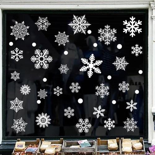Golden Christmas Snowflake Window Sticker Christmas Wall Stickers Kids Room Wall Decals Christmas Decorations for Home New Year