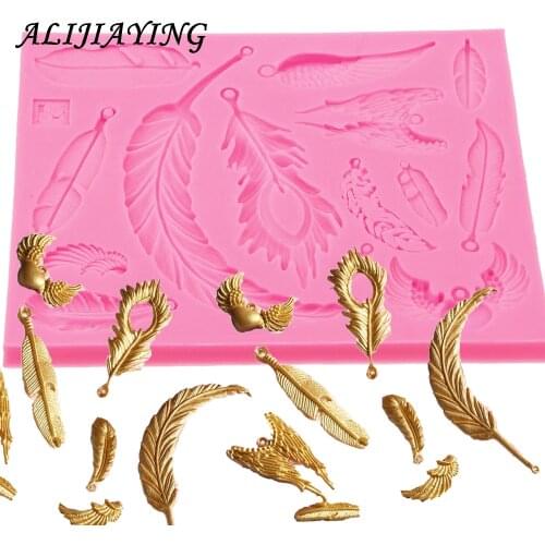 1Pcs Feather Silicone molds fondant mold cake decorating tools chocolate gumpaste mold Cake Border Mould D0522