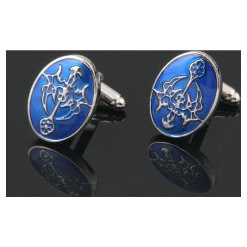 10pairs/lot Silver Blue Enamel Cufflinks Retro Flower Pattern Cuff Links Shirt Cuff Button Mens Jewelry Weddig/Party Gift