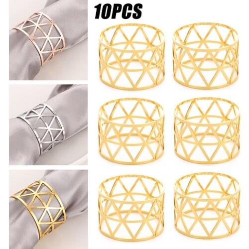10Pcs/Set Hotel Room Western Napkin Buckle Metal Hollow Rings Home Wedding Decor